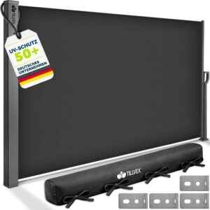 tillvex® Uitschuifbare Zijluifel 180 x 300 cm met Regenhoes voor Balkon en Tuin