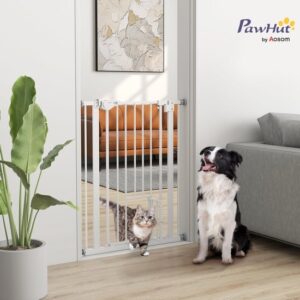 PawHut Honden deurbeveiliging, traphekje, 74-80 cm, staal, wit