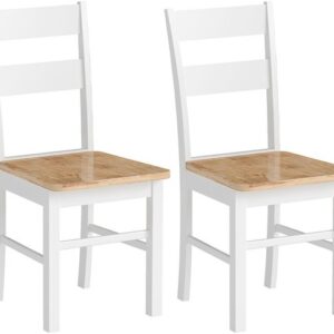 HOMCOM Eetkamerstoel van Rubberhout 50,5L x 40B x 88,5H cm Eikenkleur