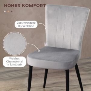 HOMCOM Set van 4 Eetkamerstoelen met Rugleuning - Staal Grijs 46 x 65 x 87 cm