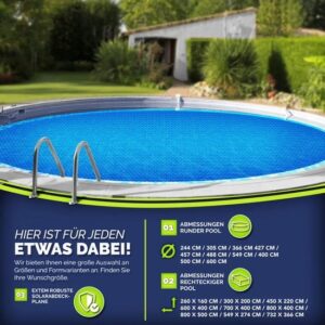 tillvex Premium Zonnezeil voor Zwembad, 400 µm, Rechthoekig, 549 x 274 cm, Snijbaar