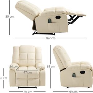 HOMCOM Massagestoel met 8 vibratiepunten en ligfunctie - Crèmewit