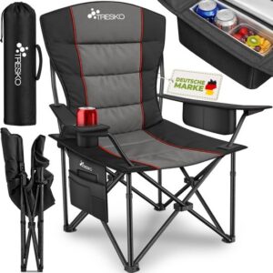 TRESKO® Opvouwbare Campingstoel tot 150 kg | Klapstoel met Armleuningen & Bekerhouder