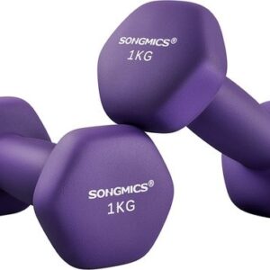 Dumbbell set van 2 - 2 x 1 kg - totaal 2 kg - paarse vinylcoating