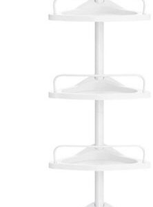 Songmics Uitschuifbaar Hoekrek, Wit, Voor Douche en Handdoeken, 85-305 cm