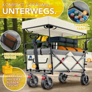 TRESKO® Opvouwbare bolderkar met dak en koelvak, max. 150 kg, met rem en rubberen banden