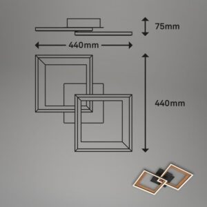 Briloner Leuchten FRAME - Wand- en plafondlamp - Dimbaar - 3000K warm wit - Draaibaar - 44 x 44 x 8