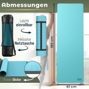 RE:Sport Yogamat, ftalaatvrij, antislip, 183 x 61 x 0,6 cm, met draagriem