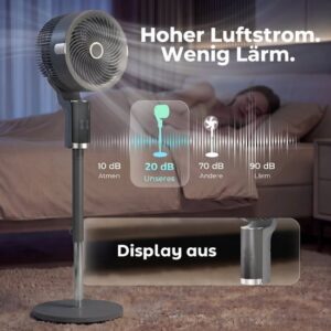 HOMCOM Luchtcirculatieventilator - Kunststof - Ø32 x 110H cm - Grijs