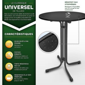 tillvex® Gastro statafel, inklapbaar, 80 cm diameter, met hoes, weerbestendig, voor binnen en buiten