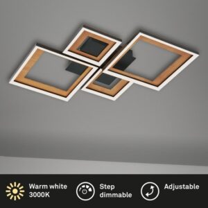 BRILONER FRAME - Dimbare LED Plafonnière/Wandlamp - 3000K Warm Wit - Draaibaar - 53 x 53 x 8 cm