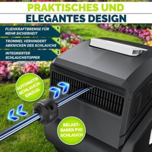 tillvex® Water Slanghaspel Zwart 35m met Wandbevestiging en Transportgreep