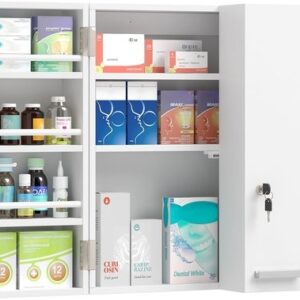 Homcom Medicijnkast van MDF en metaal - 53L x 20B x 53H cm - wit