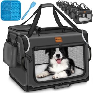 TRESKO® Opvouwbare hondenbox met likmat en spatel, XXXL, 102 x 69 x 69 cm, voor honden en katten