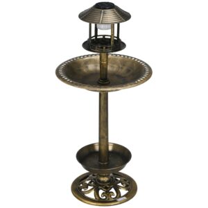 Outsunny Vogelbad met Zonnelamp 110 cm Hoog in Brons