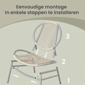 SONGMICS Balkonset - Tafel en 2 Stoelen - Weerbestendig PE-Polyrattan
