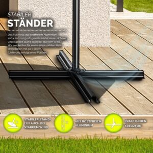 Tillvex Parasol Ø 350 cm met zwengel, hoes en windbescherming - Waterdicht en UV-beschermend