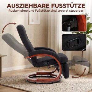 HOMCOM Relaxfauteuil - Polyester, Eucalyptus - 68L x 86B x 100H cm - Zwart