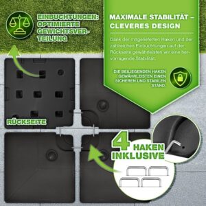 Tillvex® parasolstandaard 90L / 120kg – 4-delig voor lantaarnpaal, vulbaar met water of zand