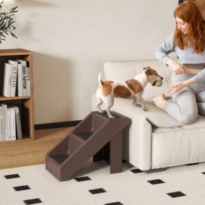 PawHut Huisdiertrap van Kunststof, EVA - 50L x 30,5B x 36,5H cm - Bruin