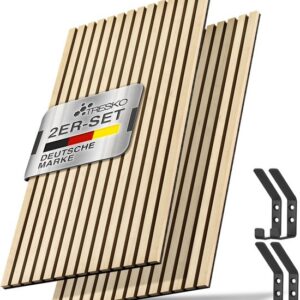 TRESKO Akoestische houten panelen 120 x 60 cm met 4 kledinghaken en montageset