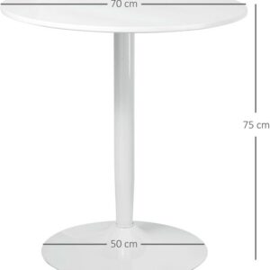 HOMCOM - Eettafel van MDF en staal - 70x70x75 cm - Wit