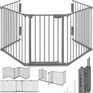 KIDUKU® Veiligheidshek 300 cm voor huisdieren en kinderen, inklapbaar met deur