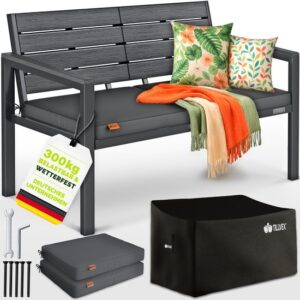 Tillvex® Weerbestendige Tuinbank 3-4 Zits met Hoes & Kussens, tot 300kg Belastbaar