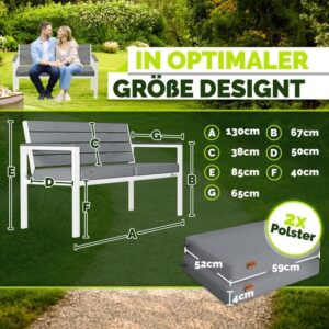 Tillvex® Weerbestendige Tuinbank 2-3 Zits met Hoes & Kussens | Houtlook tot 300kg Belastbaar
