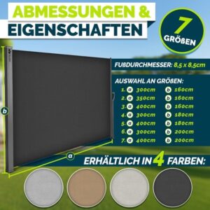 tillvex® Uitschuifbare Zijluifel 160 x 400 cm met Regenhoes voor Balkon en Tuin