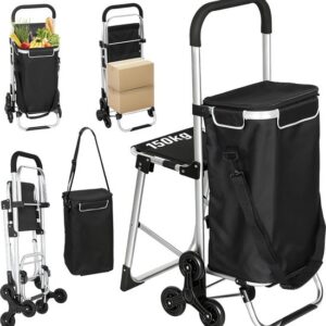 HOMCOM Winkelwagen van Oxford-stof, aluminium, 46L x 59,5B x 97H cm, Zwart