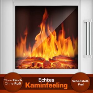 TRESKO Elektrische open haard wit met verwarming, afstandsbediening en wifi-app, 1800 W
