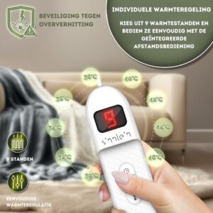 sinnlein® Elektrische Deken 180x130cm met Automatische Uitschakeling en 9 Temperatuurniveaus