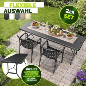 tillvex® 2-delige Stapelbare Tuinstoelen Weerbestendig met Armleuning