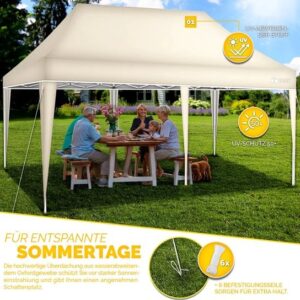 Tillvex Vouwpaviljoen 3x6m Beige, Waterdicht, Verstelbaar, UV 50+, Incl. Draagtas & Grondpijlen