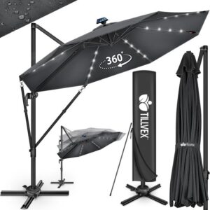 tillvex® Premium aluminium parasol 330 cm met afdekking, windbescherming en 360° draaibaar