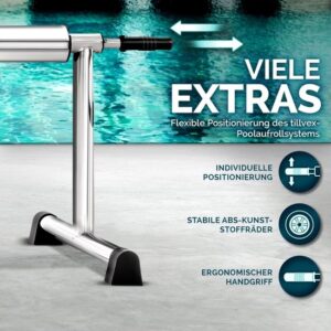 Tillvex Premium Zwembadoproller 3-5,70 m met rubberen banden en oprolsysteem voor zonnefolie
