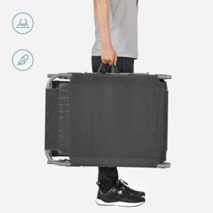 Ligbed Antraciet 53x193cm, 150kg draagvermogen, opklapbaar met kap