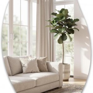 SONGMICS Asymmetrische wandspiegel Bloembladvorm 85x50cm Frameloos voor entree, slaapkamer, badkamer