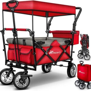 TRESKO® Opvouwbare bolderkar met dak en koelvak, max. 150 kg, met rem en rubberen banden