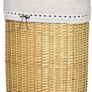 HOMCOM - Rieten Wasmand met Deksel en Afneembare Waszak