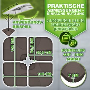 tillvex® Parasolhouder Kunststof 50x50x7,5cm 60l Bruin