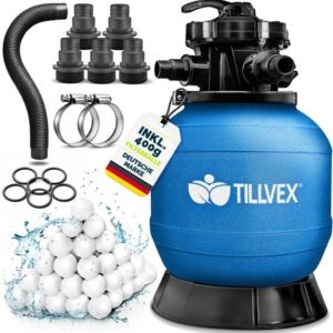 tillvex® Zandfilter voor Zwembad zonder Pomp + Filterballen | Inclusief Adapter Ø32-38mm
