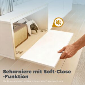 HOMCOM Wand TV Meubel 180 cm voor TV's tot 82 inch, met 3 klappen en soft-close, Wit