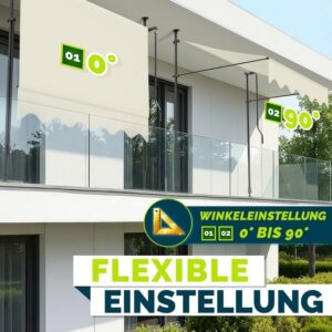 Tillvex Balkonluifel met handslinger, UV-bestendig en verstelbaar (Zand, 150 cm)