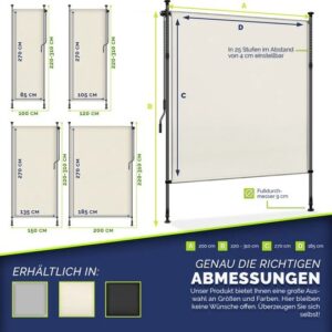 Tillvex Klemluifel, verticale zonwering, 200 x 310 cm, beige, met handslinger, zonder boren