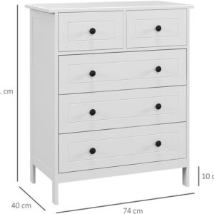 HOMCOM ladekast - MDF - 74x40x91 cm - Wit