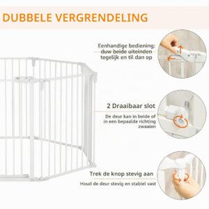PawHut Inklapbare Puppyren voor Honden met Deur 8-delig 60x76 cm Wit