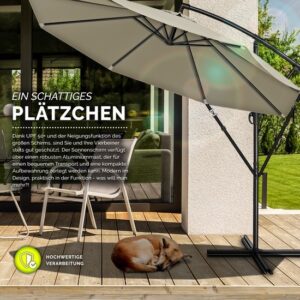 Tillvex Parasol Ø 350 cm met zwengel, hoes en windbescherming - Waterdicht en UV-bestendig