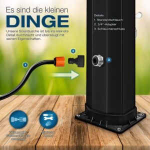 Tillvex zonnedouche 60 liter met beschermhoes | Tuindouche voor warm water zonder stroom